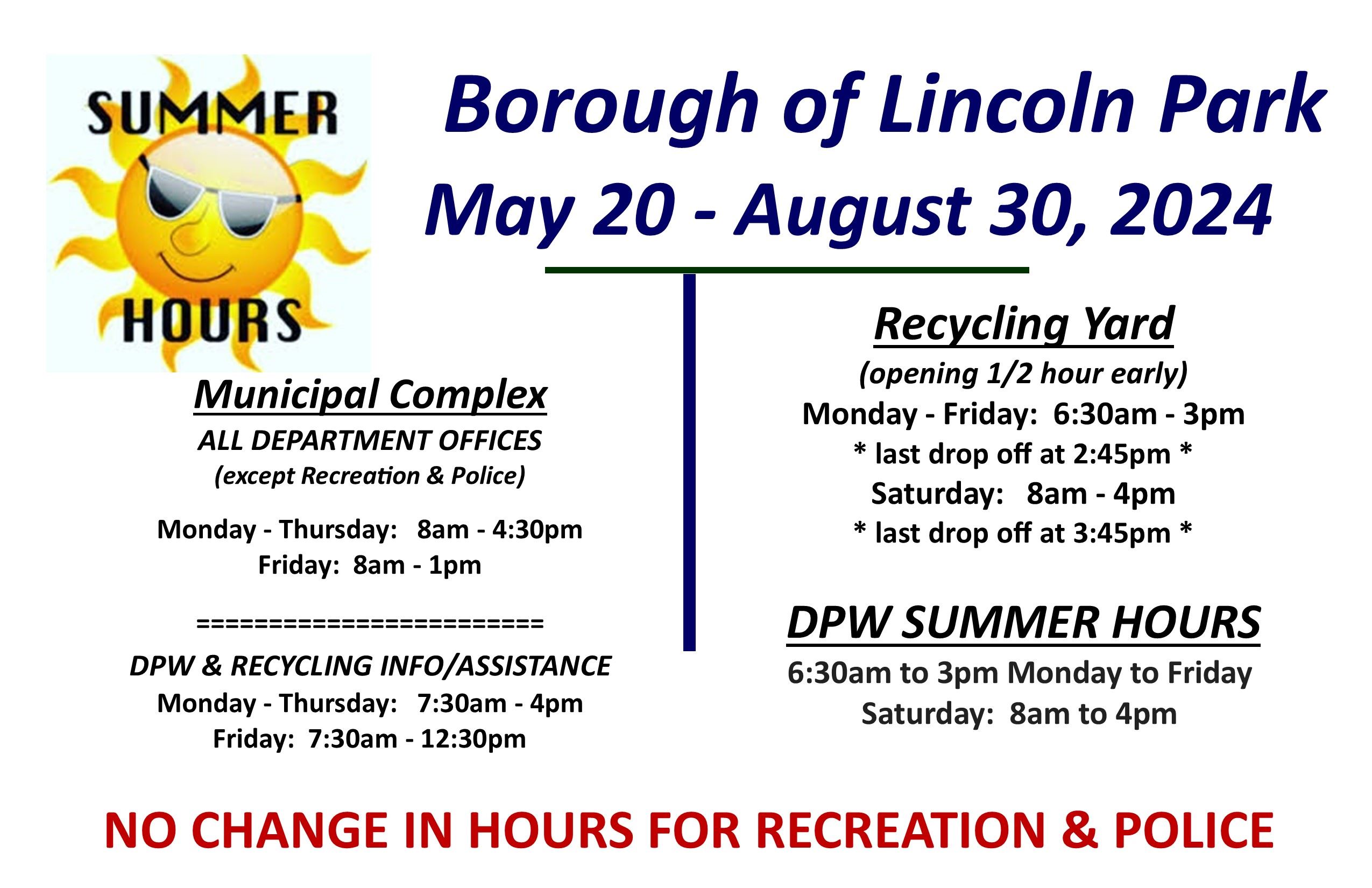 Boro Summer Hours 2024