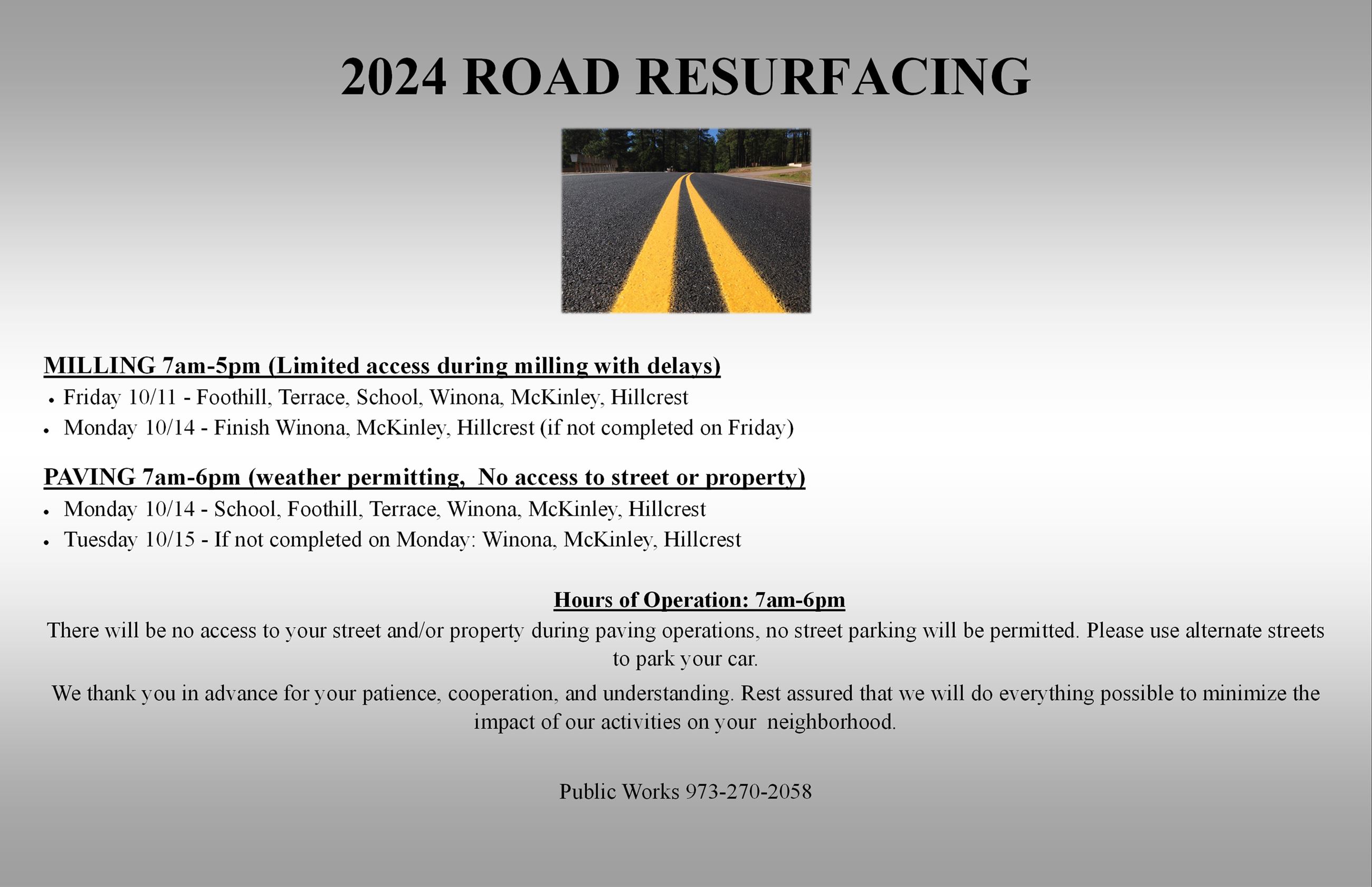 2024 Fall Road Resurfacing
